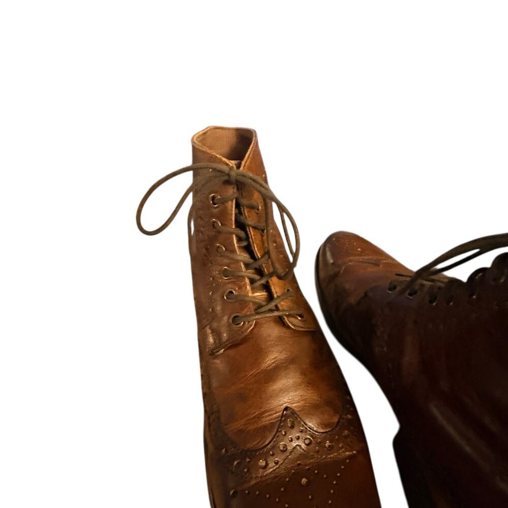 Aston Grey Men's Brown Leather Wingtip Brogue Lace-Up Ankle Boots sz 10 - Picture 10 of 10